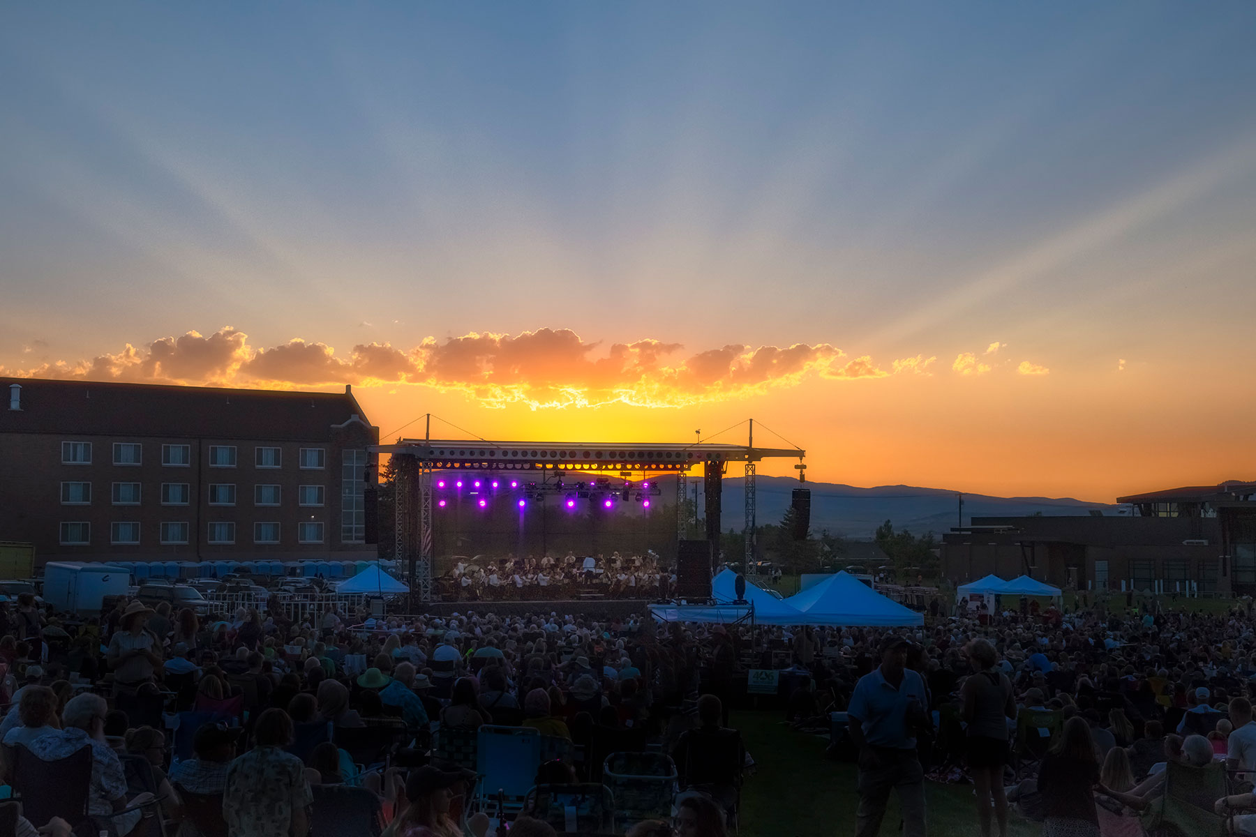 Montana sunset over the concert lawn