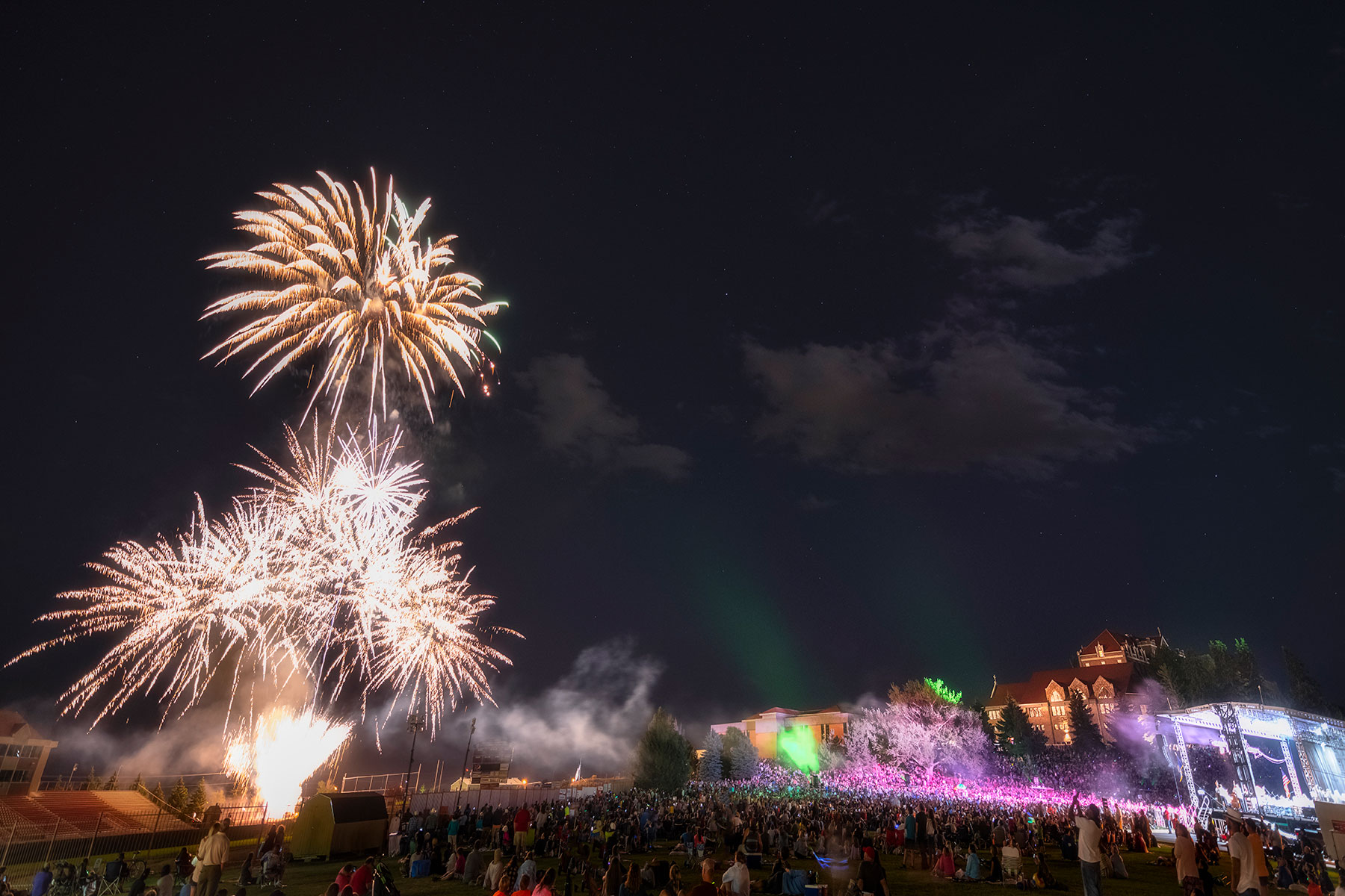 Fireworks lighting up a night sky